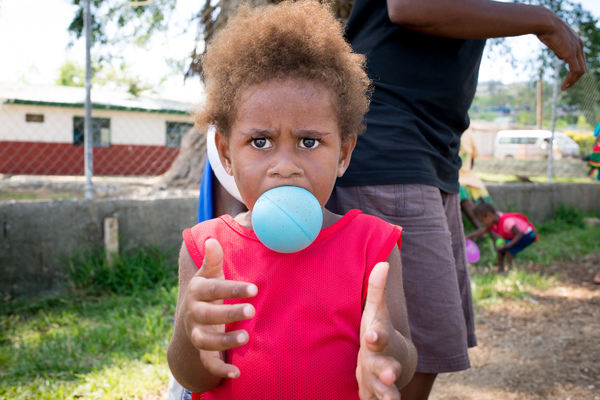 In the aftermath of cyclone Pam, children and volunteers in the Freswota neighbourhood of Port Vila spent a day at play thanks to a recreation kit from UNICEF. Play contributes significantly to children's recovery and adjustment in post-emergency situations.
