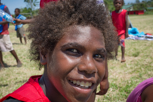 In the aftermath of cyclone Pam, children and volunteers in the Freswota neighbourhood of Port Vila spent a day at play thanks to a recreation kit from UNICEF. Play contributes significantly to children's recovery and adjustment in post-emergency situations.
