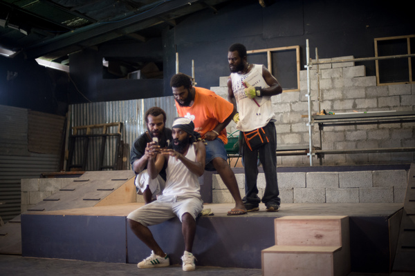 More shots from a rehearsal of Wan Smolbag Theatre's latest show.
