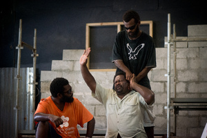 More shots from a rehearsal of Wan Smolbag Theatre's latest show.
