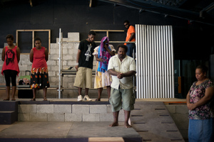 More shots from a rehearsal of Wan Smolbag Theatre's latest show.

