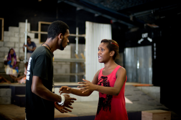 More shots from a rehearsal of Wan Smolbag Theatre's latest show.
