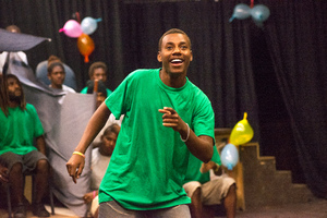 A member of Wan Smolbag Theatre's youth troupe performs in their play, 'Yumi Stap Wea?'
